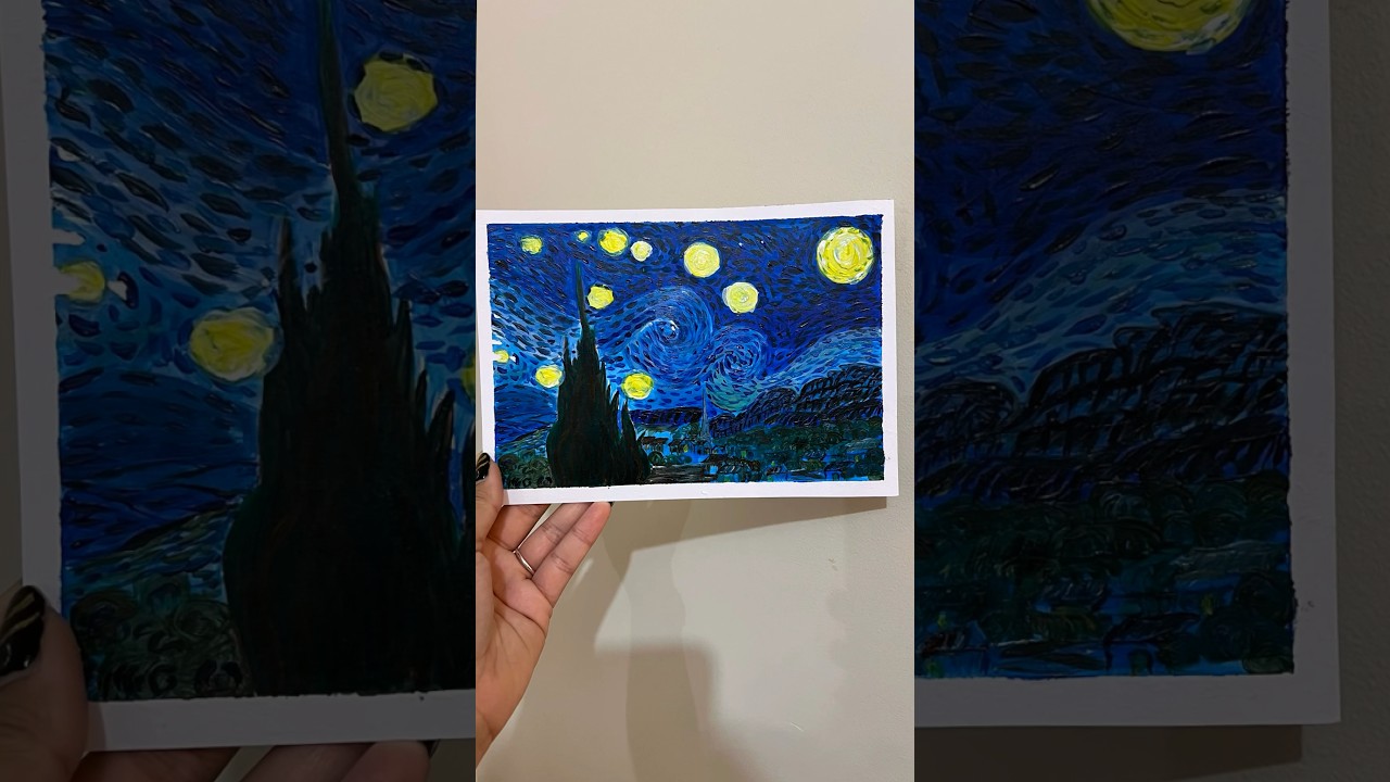 First attempt to recreate Van Gogh’s starry night painting|Will definitely give second try #vangogh